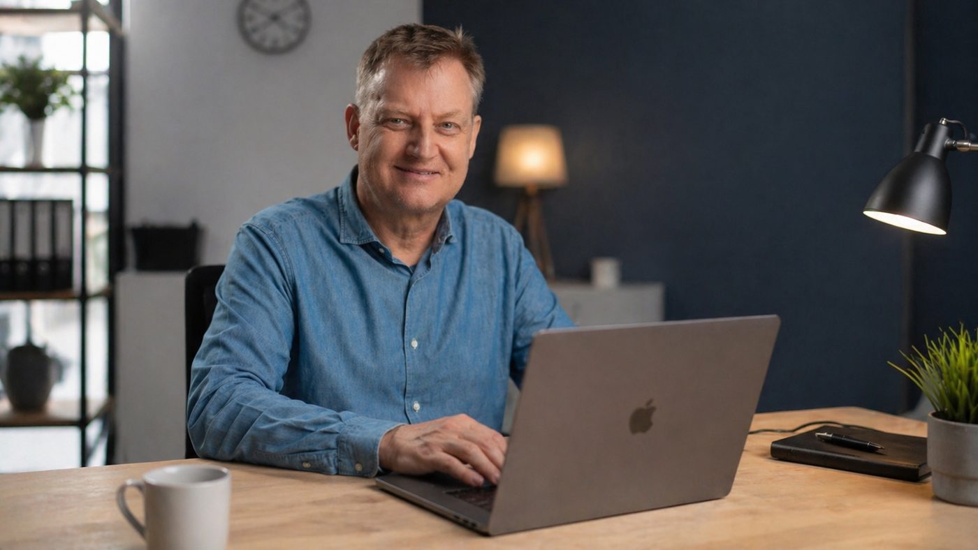 Jörg Schieb am Schreibtisch